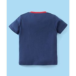 Babyhug Cotton Half Sleeves Night Suit Dino Print- Navy & Ecru