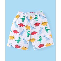 Babyhug Cotton Half Sleeves Night Suit Dino Print- Navy & Ecru
