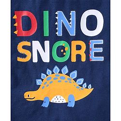 Babyhug Cotton Half Sleeves Night Suit Dino Print- Navy & Ecru