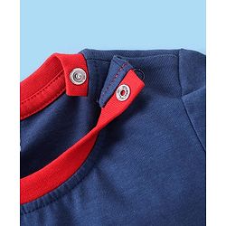 Babyhug Cotton Half Sleeves Night Suit Dino Print- Navy & Ecru