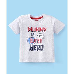 Babyhug Cotton Half Sleeves Night Suit Text Print- Ecru & Orange
