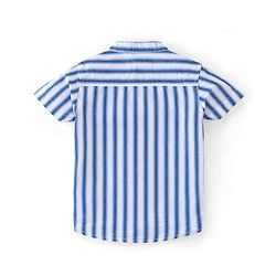 Babyhug 100% Cotton Half Sleeves Mandarin Collar Striped Kurta Shirt - Blue