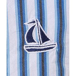 Babyhug 100% Cotton Half Sleeves Mandarin Collar Striped Kurta Shirt - Blue