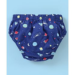 Babyhug 100% Cotton Antibacterial Space Print Briefs Pack of 5 - Blue & Red