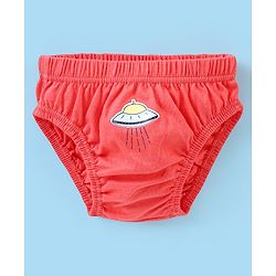 Babyhug 100% Cotton Antibacterial Space Print Briefs Pack of 5 - Blue & Red