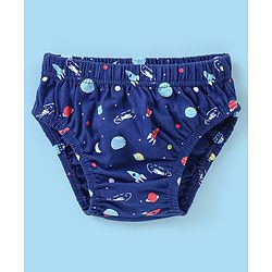 Babyhug 100% Cotton Antibacterial Space Print Briefs Pack of 5 - Blue & Red