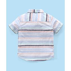 Babyhug 100% Cotton Woven Half Sleeves Regular Collar Striped Shirt - Multicolour