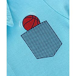 Babyhug 100% Cotton Knit Half Sleeves Shirt Basketball Embroidery - Blue