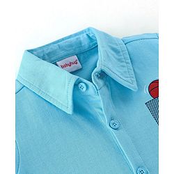 Babyhug 100% Cotton Knit Half Sleeves Shirt Basketball Embroidery - Blue