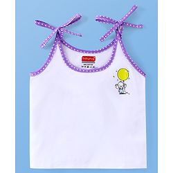 Babyhug 100% Cotton Tie Knot Sleeveless Jhablas Bunny & Elephant Print Pack of 5- White
