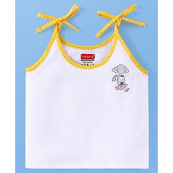 Babyhug 100% Cotton Tie Knot Sleeveless Jhablas Bunny & Elephant Print Pack of 5- White