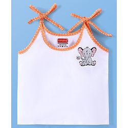 Babyhug 100% Cotton Tie Knot Sleeveless Jhablas Bunny & Elephant Print Pack of 5- White