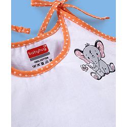 Babyhug 100% Cotton Tie Knot Sleeveless Jhablas Bunny & Elephant Print Pack of 5- White