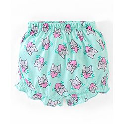 Babyhug 100% Cotton Knit Bloomers Stripes & Kitty Print Pack of 3 - Pink & Turquoise