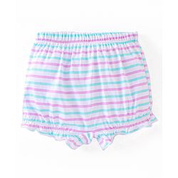 Babyhug 100% Cotton Knit Bloomers Stripes & Kitty Print Pack of 3 - Pink & Turquoise