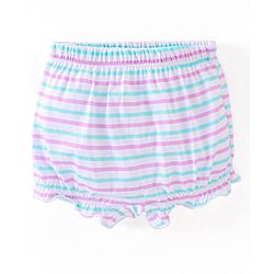 Babyhug 100% Cotton Knit Bloomers Stripes & Kitty Print Pack of 3 - Pink & Turquoise