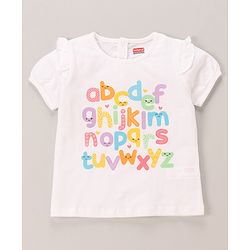 Babyhug 100% Cotton Knit Half Sleeves Top & Shorts Set Text Print - White & Lilac