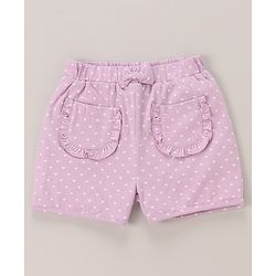 Babyhug 100% Cotton Knit Half Sleeves Top & Shorts Set Text Print - White & Lilac