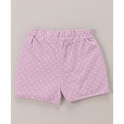 Babyhug 100% Cotton Knit Half Sleeves Top & Shorts Set Text Print - White & Lilac