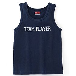 Babyhug 100% Cotton Sleeveless Sando Camo & Text Print Pack of 2 - Navy Blue