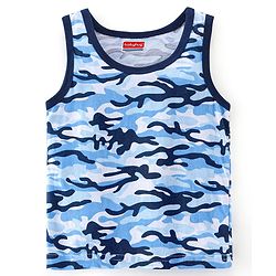 Babyhug 100% Cotton Sleeveless Sando Camo & Text Print Pack of 2 - Navy Blue