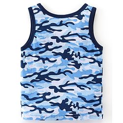 Babyhug 100% Cotton Sleeveless Sando Camo & Text Print Pack of 2 - Navy Blue