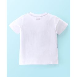 Babyhug Cotton Knit Half Sleeves T-Shirt & Shorts Waistcoat Print - White & Blue