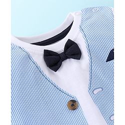 Babyhug Cotton Knit Half Sleeves T-Shirt & Shorts Waistcoat Print - White & Blue