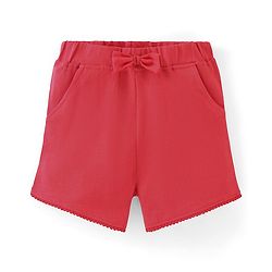 Babyhug 100% Cotton Knit Sleeveless Striped Top & Shorts Set with Bow Applique Cherry Print - Blue & Red