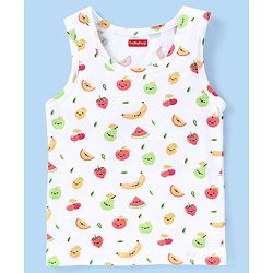 Babyhug 100% Cotton Sleeveless Sando Orange Print Pack of 3 - White & Blue