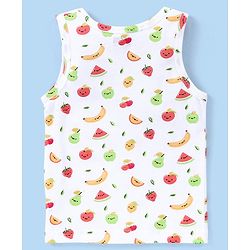 Babyhug 100% Cotton Sleeveless Sando Orange Print Pack of 3 - White & Blue