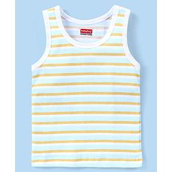 Babyhug 100% Cotton Sleeveless Sando Orange Print Pack of 3 - White & Blue