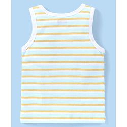 Babyhug 100% Cotton Sleeveless Sando Orange Print Pack of 3 - White & Blue