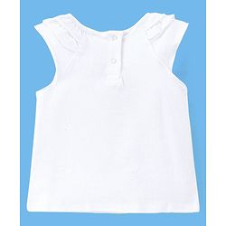 Babyhug 100% Cotton Knit Cap Sleeves Top & Layered Skirt Set Picnic Basket Print- White & Turquoise