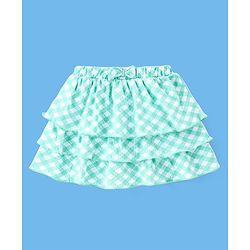 Babyhug 100% Cotton Knit Cap Sleeves Top & Layered Skirt Set Picnic Basket Print- White & Turquoise