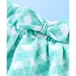 Babyhug 100% Cotton Knit Cap Sleeves Top & Layered Skirt Set Picnic Basket Print- White & Turquoise
