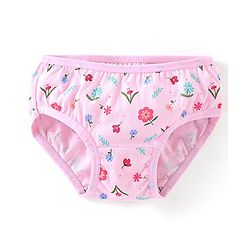 Babyhug 100% Cotton Panties Floral Print Pack of 3 - Pink & Blue