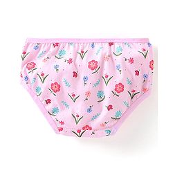 Babyhug 100% Cotton Panties Floral Print Pack of 3 - Pink & Blue