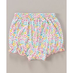 Babyhug 100% Cotton Bloomers Polka Dots & Floral Print Pack of 3 - Purple Blue & Pink
