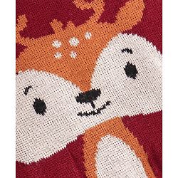 Babyhug Full Sleeves Sweater Set Deer Design- Maroon