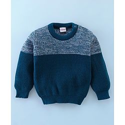 Babyhug Knit Full Sleeves Sweater Set Solid - Navy Blue