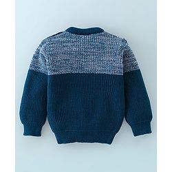Babyhug Knit Full Sleeves Sweater Set Solid - Navy Blue