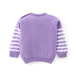 Babyhug Knitted Full Sleeves Sweater Set Teddy Design- Purple
