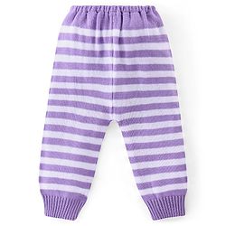 Babyhug Knitted Full Sleeves Sweater Set Teddy Design- Purple