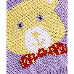 Babyhug Knitted Full Sleeves Sweater Set Teddy Design- Purple