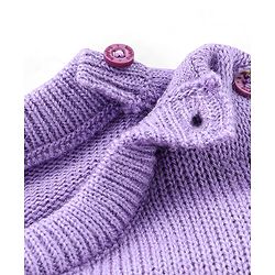 Babyhug Knitted Full Sleeves Sweater Set Teddy Design- Purple