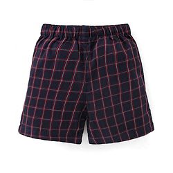 Babyhug Cotton Woven Elasticated Boxers with Checks & Beach Print Pack of 3 - Turquoise & Navy Blue