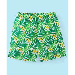 Babyhug Cotton Woven Boxers Scooter & Palms Leafs Print Pack Of 3 - Blue White & Green