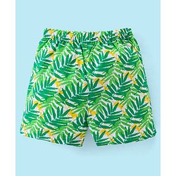 Babyhug Cotton Woven Boxers Scooter & Palms Leafs Print Pack Of 3 - Blue White & Green