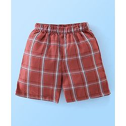 Babyhug Cotton Woven Elasticated Boxers with Checks & Stars Print Pack of 3 - Blue & Brown
